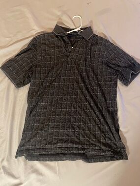 Puritan Men's Charcoal Gray Plaid Polo